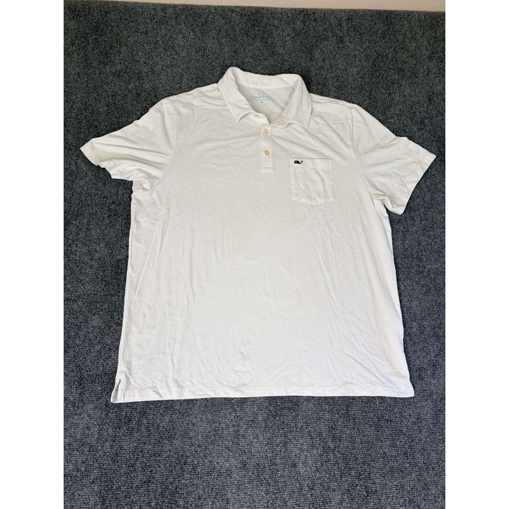Vineyard Vines Polo‎ Shirt Mens XL X-Large White Cotton Pocket Whale Logo